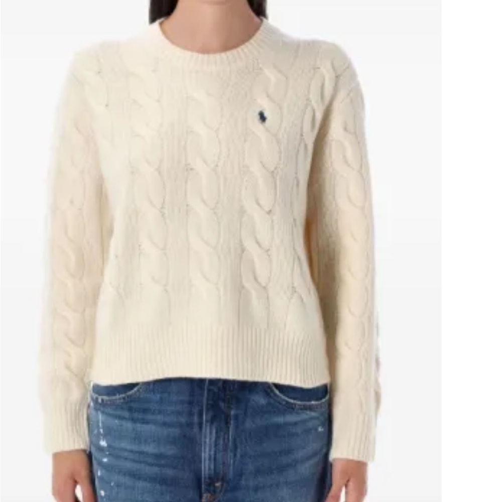 Ralph Lauren Women's Ivory Cable Knit Sweater